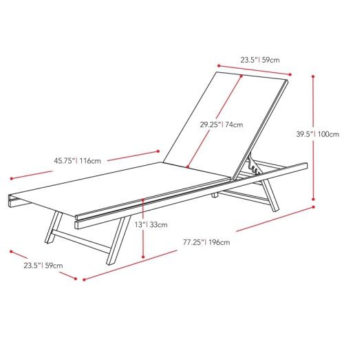 Gallant Contemporary Chaise Lounge-Black/Silver