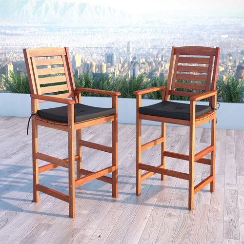 CORLIVING  Miramar Contemporary Bar Height Barstool-Set Of 2-Cinnamon Brown/black