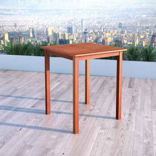 Miramar Contemporary Square Outdoor Bar Table-Cinnamon Brown