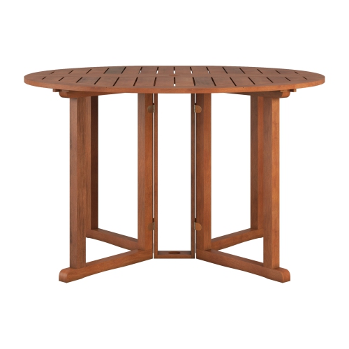 Corliving Miramar 47" Solid Wood Folding Outdoor Patio Dining Table with Drop Leaf