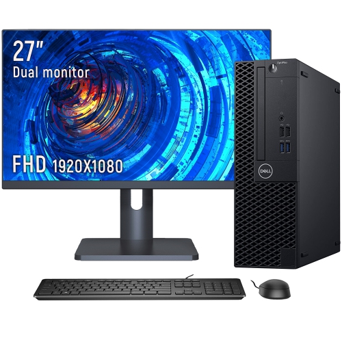 Refurbished - DELL OPTIPLEX 3060 SFF Business Desktop PC Computer New 27 inch Full HD Monitor(Core i5-8500 8th GEN/ 16GB RAM/ 512GB NVMe SSD/ WINDOWS