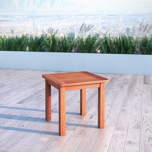 Miramar Contemporary Square Side Table-Cinnamon Brown