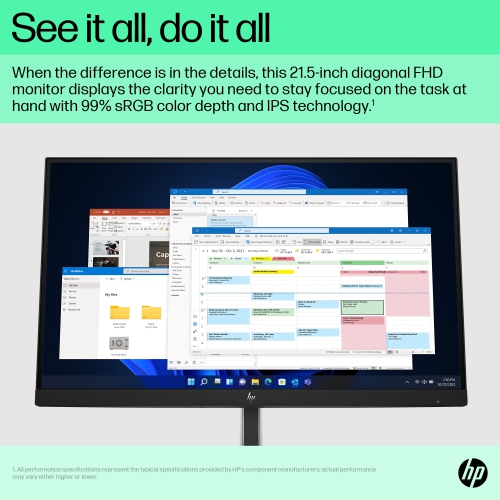 HP 21.5" FHD 75Hz 5ms GTG IPS LCD Monitor - Black, Silver