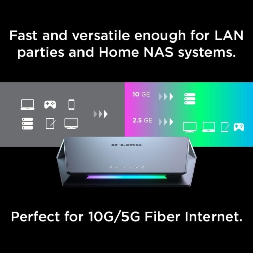 D-Link 6-Port Unmanaged Multi-Gigabit Gaming Switch- DMS-106XT