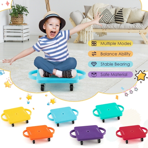 Gymax Children Balance Board Sitting Scooter Board 6-Pack PP Floor Scooter Board