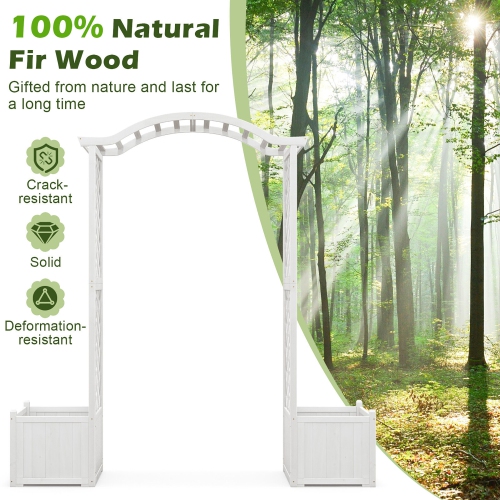 Gymax Garden Arbor with Planter Wooden Planter Arch with Trellis