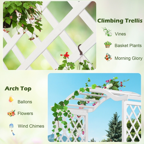 Gymax Garden Arbor with Planter Wooden Planter Arch with Trellis