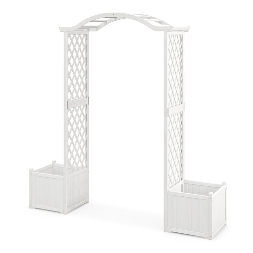 Gymax Garden Arbor with Planter Wooden Planter Arch with Trellis