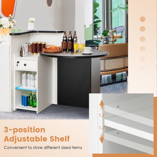 Gymax Front Reception Counter Desk Checkout Office Desk w/Open Shelf & Lockable Drawer