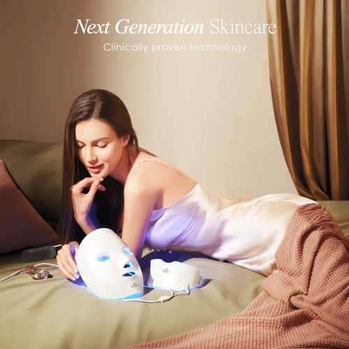 Project E Beauty LightAura Plus | LED Face & Neck Mask | 7 LED Colors | Anti-Aging | Anti-Acne | Reduces Fine Lines & Wrinkles