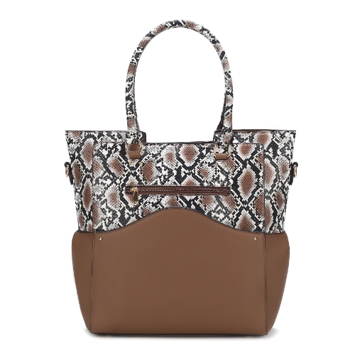 Iris Snake Embossed Vegan Leather Women's Tote Bag with matching