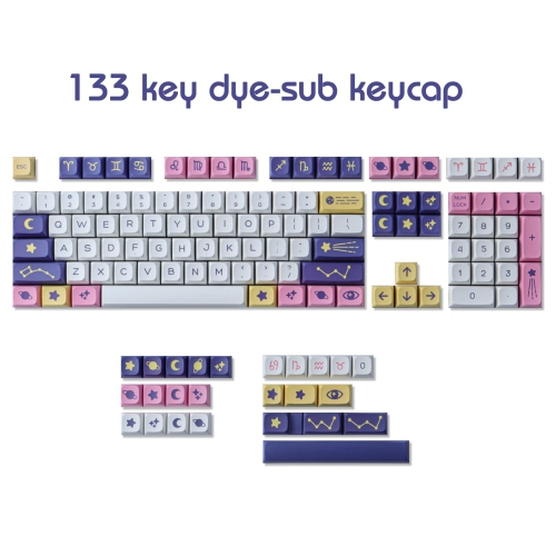 Keycaps,132 Keys PBT Keycaps Set Constellation XDA Profile Dye Sublimation Customized US Layout Keycaps for with Cherry MX Switches Mechanical