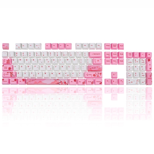 GTSP 104 Sakura Keycaps Cute Japanese Custom Gaming keycap Set of Dye-Sub OEM Profile for Cherry Mx Gateron Kailh Switch 87/104 60% Mechanical