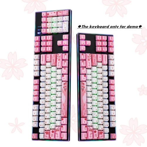 GTSP 104 Sakura Keycaps Cute Japanese Custom Gaming keycap Set of Dye-Sub OEM Profile for Cherry Mx Gateron Kailh Switch 87/104 60% Mechanical