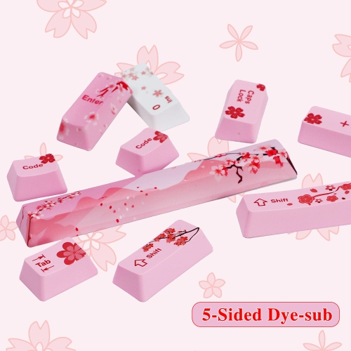 GTSP 104 Sakura Keycaps Cute Japanese Custom Gaming keycap Set of Dye-Sub OEM Profile for Cherry Mx Gateron Kailh Switch 87/104 60% Mechanical