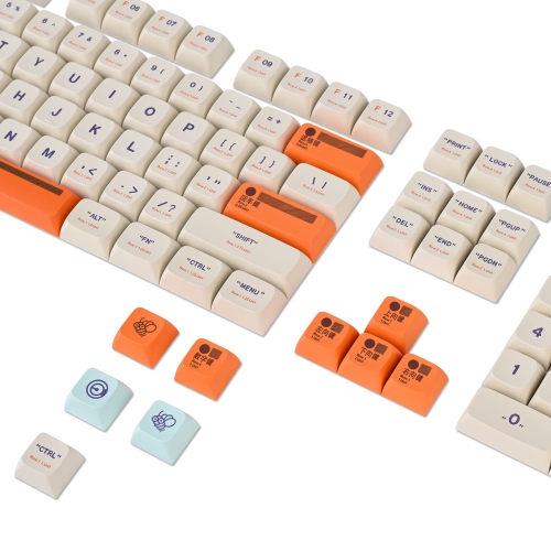 Guffercty kred XDA Profile Keycaps Set 142-Key Retro Plastic Theme keycaps for 60% 65% 100 Cherry Mx Gaming Keyboard