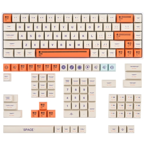 Guffercty kred XDA Profile Keycaps Set 142-Key Retro Plastic Theme keycaps for 60% 65% 100 Cherry Mx Gaming Keyboard