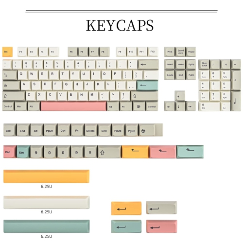 GTSP 9009 XDA Retro PBT Keycaps Set for Gaming Keyboard Dye-Sub for Cherry Mx Gateron Kailh Switch GK61/GK68 60% Mechanical Keyboard