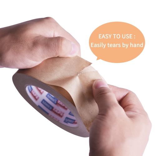 Ruban d’emballage robuste kraft écologique Surface non enduite pour la sollicitation, l’étanchéité et l’emballage, 2 po x 43 vg, 3Rolls