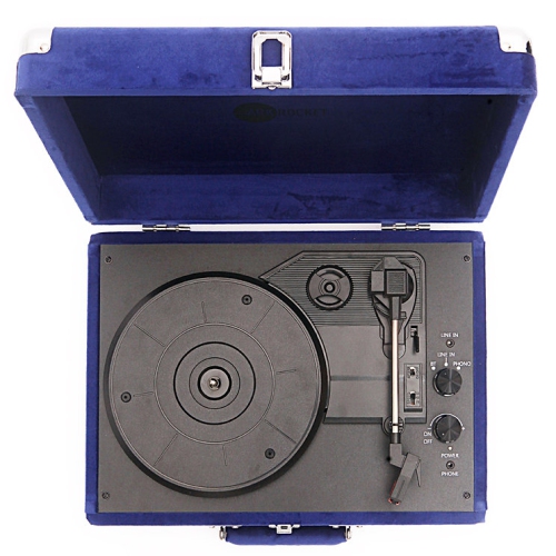 Arkrocket Curiosity Bluetooth Turntable Retro Suitcase 3-Speed Record Player with Built-in Speakers-Klein Blue