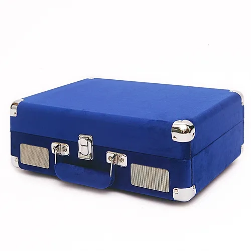 Arkrocket Curiosity Bluetooth Turntable Retro Suitcase 3-Speed Record Player with Built-in Speakers-Klein Blue