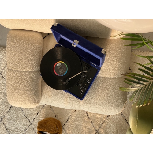 Arkrocket Curiosity Bluetooth Turntable Retro Suitcase 3-Speed Record Player with Built-in Speakers-Klein Blue
