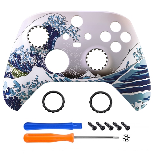 The Great Wave version ASR avec boîtier avant et anneaux d'appoint pour manette Xbox Series X/S, façade douce pour manette Xbox Core modèle 1914