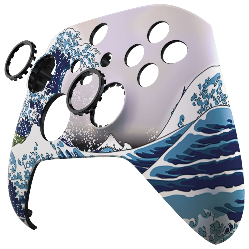 The Great Wave version ASR avec boîtier avant et anneaux d'appoint pour manette Xbox Series X/S, façade douce pour manette Xbox Core modèle 1914
