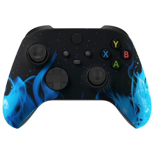 Blue Flame ASR Version Front Housing Shell w/Accent Rings for Xbox Series X/S Controller, Custom Soft Touch Cover Faceplate for Xbox Core Controller