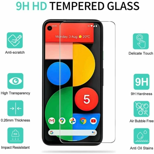 Google Pixel 5 Tempered Glass Screen Protector - 0.33mm [Lifetime Warranty] [Anti-Scratch] [Anti-Shatter] [Bubble-Free]