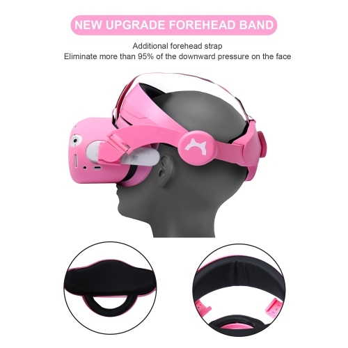 Upgrade Head Strap for Oculus Quest 2, Adjustable Forehead Strap with Silicone Touch Controller Grip Cover,VR Face Cover and VR Shell Front Face