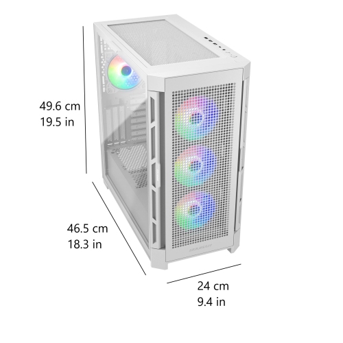 Cougar Duoface Pro RGB Mid Tower ATX Computer Case, Tempered Glass Side Panel, 4x 120mm ARGB Fans Pre-Installed, White