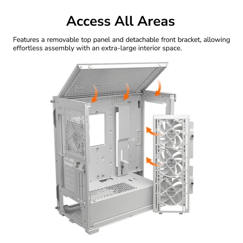 Cougar Duoface Pro RGB Mid Tower ATX Computer Case, Tempered Glass Side Panel, 4x 120mm ARGB Fans Pre-Installed, White