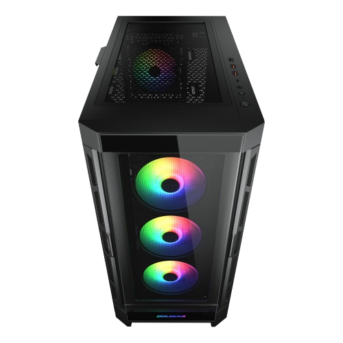 Cougar Duoface Pro RGB Mid Tower ATX Computer Case, Tempered Glass Side Panel, 4x 120mm ARGB Fans Pre-Installed, Black