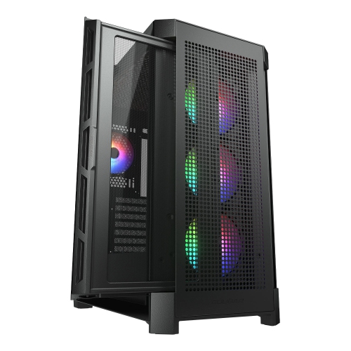 Cougar Duoface Pro RGB Mid Tower ATX Computer Case, Tempered Glass Side Panel, 4x 120mm ARGB Fans Pre-Installed, Black
