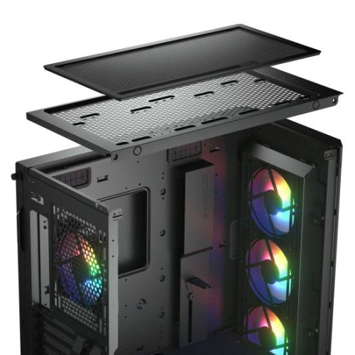 Cougar Duoface Pro RGB Mid Tower ATX Computer Case, Tempered Glass Side Panel, 4x 120mm ARGB Fans Pre-Installed, Black