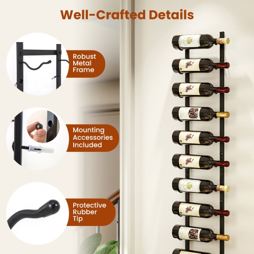 Gymax 12 Bottles Wall Mounted Wine Rack Metal Wine Display Holder Organizer