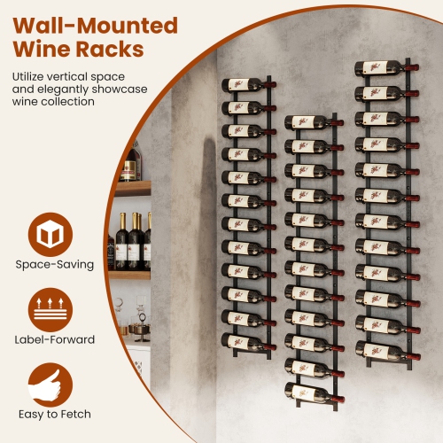 Gymax 12 Bottles Wall Mounted Wine Rack Metal Wine Display Holder Organizer
