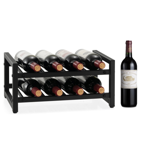 Tabletop Wood Wine Holder with Glass Holder for Home, Kitchen Storage Rack  - SortWise®
