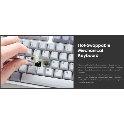 Ducky ONE 3 Mist RGB Hot-Swappable Mechanical Gaming Keyboard Cherry MX Silver Switch TKL Layout
