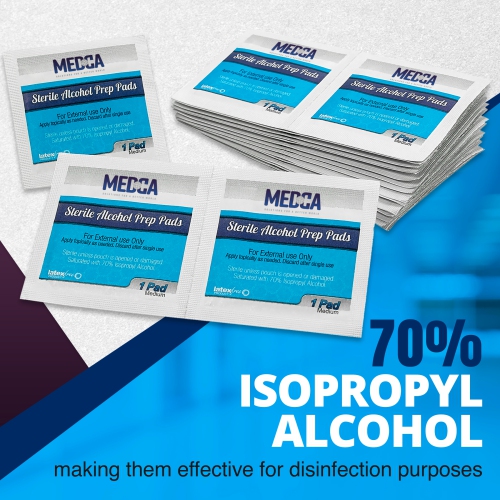 Alcohol Prep Pads - Box of 600, Saturated 70% Isopropyl Alcohol Wipes, Individually Wrapped Moistened Swab Pad, 2-Ply Cotton