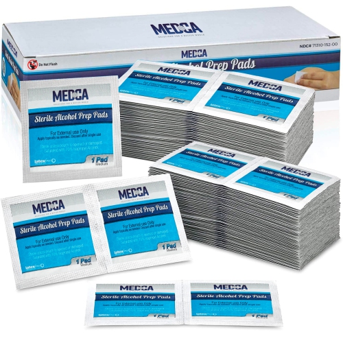 Alcohol Prep Pads - Box of 1000 - Saturated 70% Isopropyl Alcohol Wipes, Individually Wrapped Moistened Swab Pad, 2-Ply Cotton