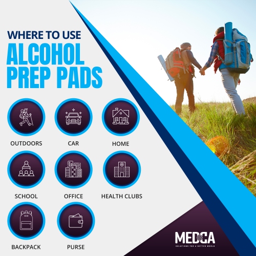 MEDca Alcohol Prep Pads, Sterile, Medium, 2-Ply Pack of 200