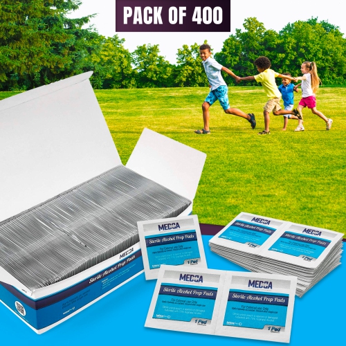 Alcohol Prep Pads - Box of 400, Saturated 70% Isopropyl Alcohol Wipes