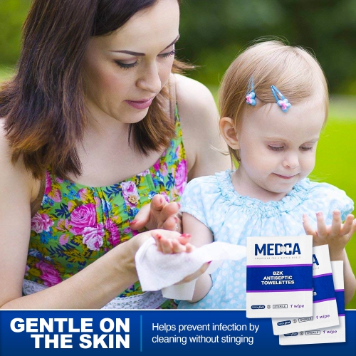 Hand Wipes – Benzalkonium Chloride Swabs Individual BZK Single-Use Packets by MEDca
