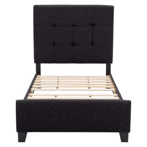 CorLiving Ellery Black Fabric Tufted Bed, Single