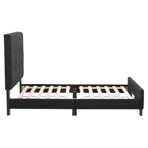 CorLiving Ellery Black Fabric Tufted Bed, Single