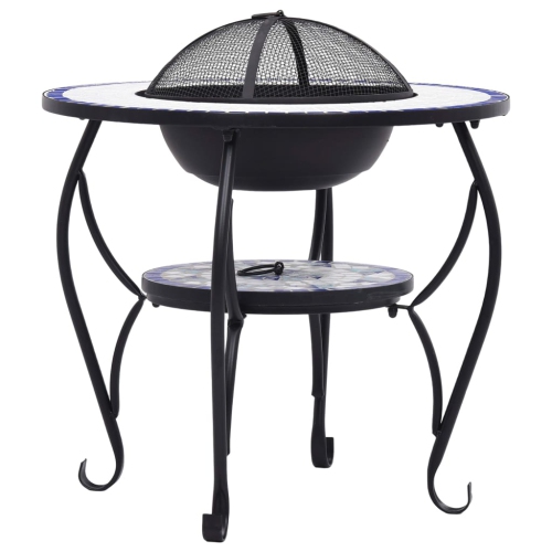 vidaXL Mosaic Fire Pit Table Blue and White 26.8" Ceramic