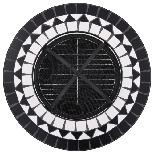 vidaXL Mosaic Fire Pit Table Black and White 26.8" Ceramic