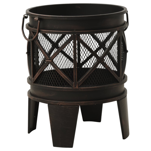 Image 1 of 8.. vidaXL Rustic Fire Pit with Poker Φ42x54 cm Steel